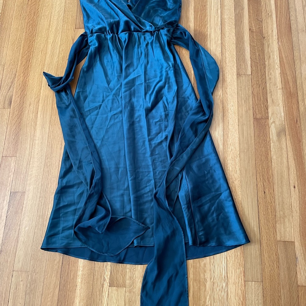 ZARA Elegant Teal sash Tie Back Dress